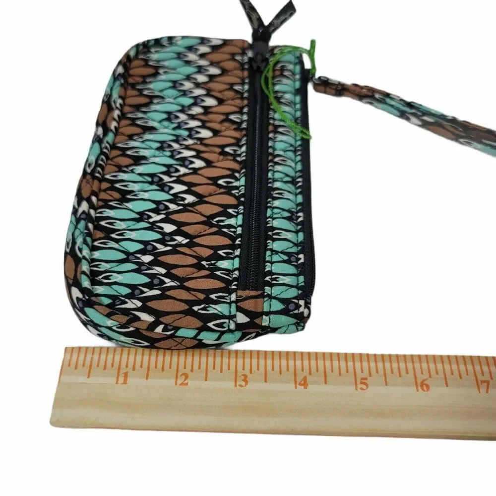 Vera Bradley Sierra‎ Stream Wristlet Bag Boho Brown Mint Black Geo 8.5